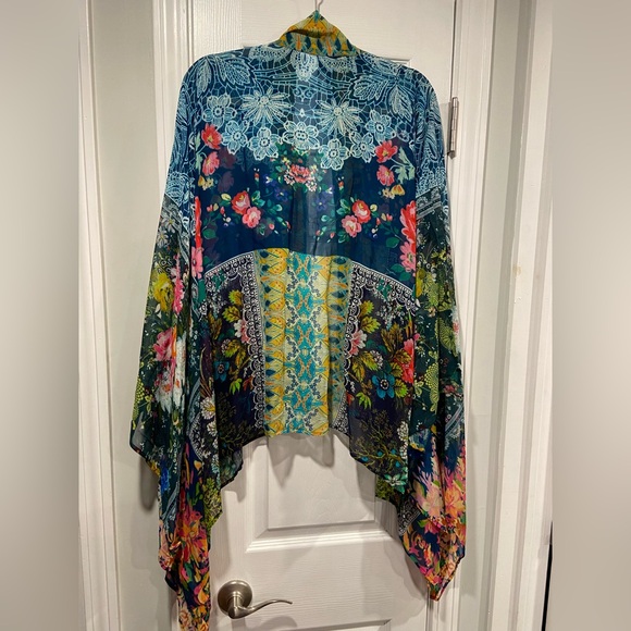 NWT Coldwater Creek OS Colorful Patchwork Flowy Open Front Kimono Top Kaftan - Picture 8 of 8